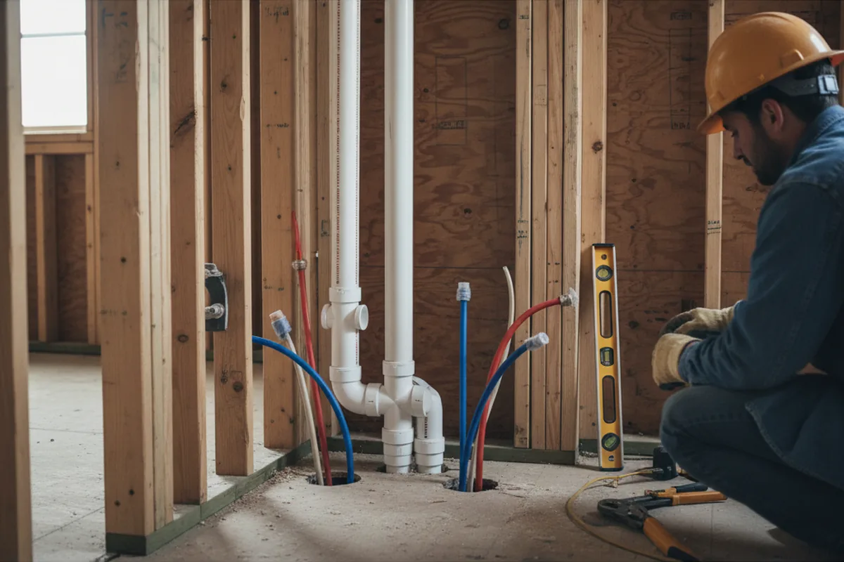 Drain and supply rough-in during Garbage Disposal Repair in Morganza